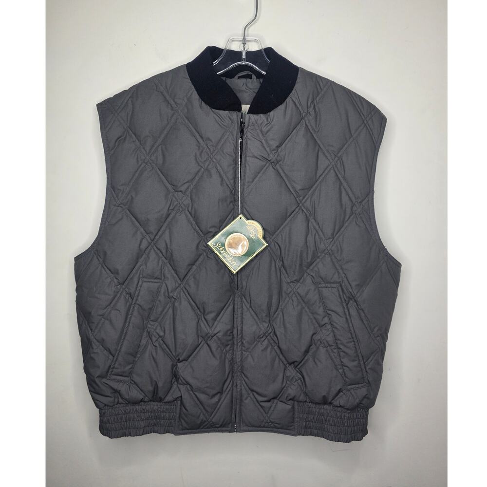 NWT Vintage St John's Bay grey down waterfowl filled quilted puffer vest - large